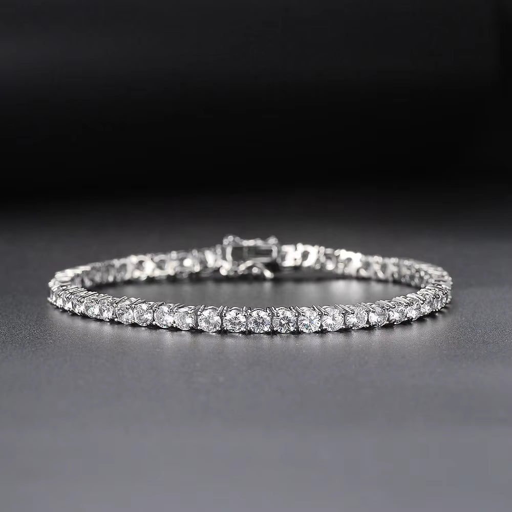 Iced Out Crystal Tennis Bracelet Pour Femme, Punk Hip Hop Luxe AAA + Cubique Contre-Indiqué Conia Mariage or Document Main Jojewelry OHH118-1