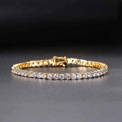 Iced Out Crystal Tennis Bracelet Pour Femme, Punk Hip Hop Luxe AAA + Cubique Contre-Indiqué Conia Mariage or Document Main Jojewelry OHH118-1