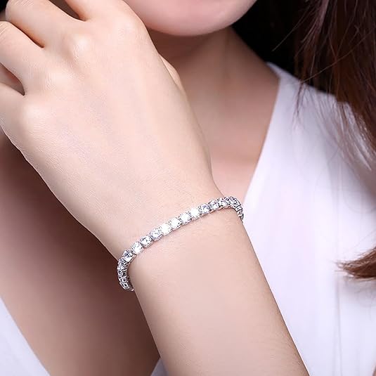 Bracelet cristal femme, bracelets en argent 925, plaqué or 18K