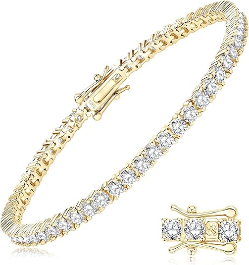 Bracelet cristal femme, bracelets en argent 925, plaqué or 18K