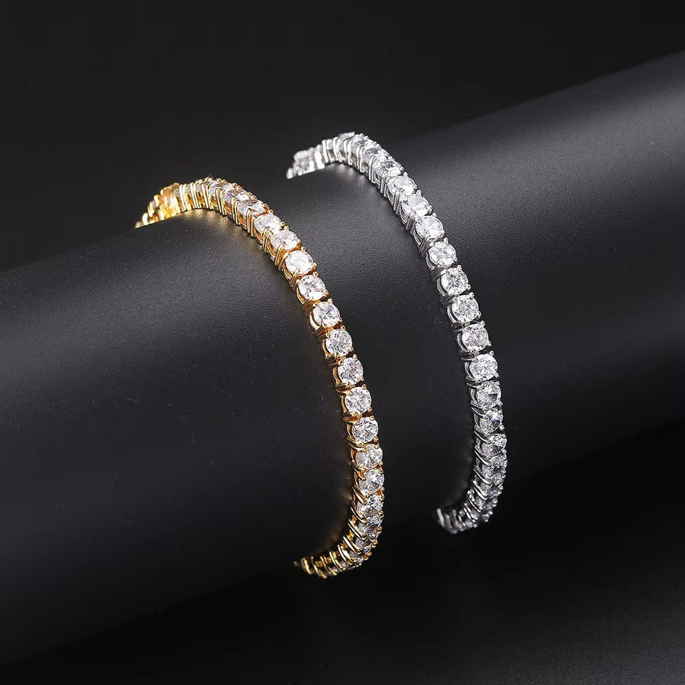 Iced Out Crystal Tennis Bracelet Pour Femme, Punk Hip Hop Luxe AAA + Cubique Contre-Indiqué Conia Mariage or Document Main Jojewelry OHH118-1